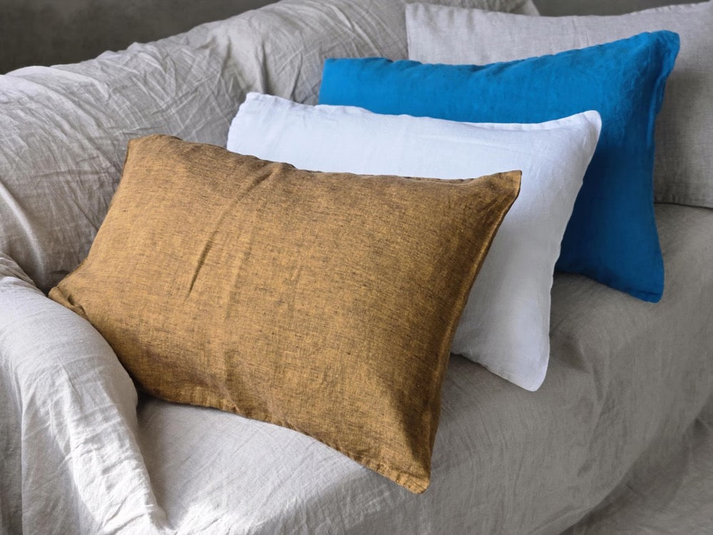 Stonewashed Linen Pillow Cover: Farmhouse Bed Pillowcase, Envelope Closure