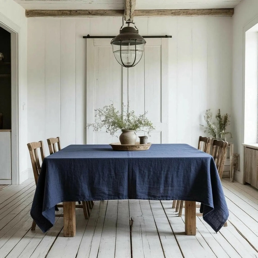 Linen Tablecloth. Table Decor. Farmhouse Kitchen Decoration. Stonewashed Table Cloth