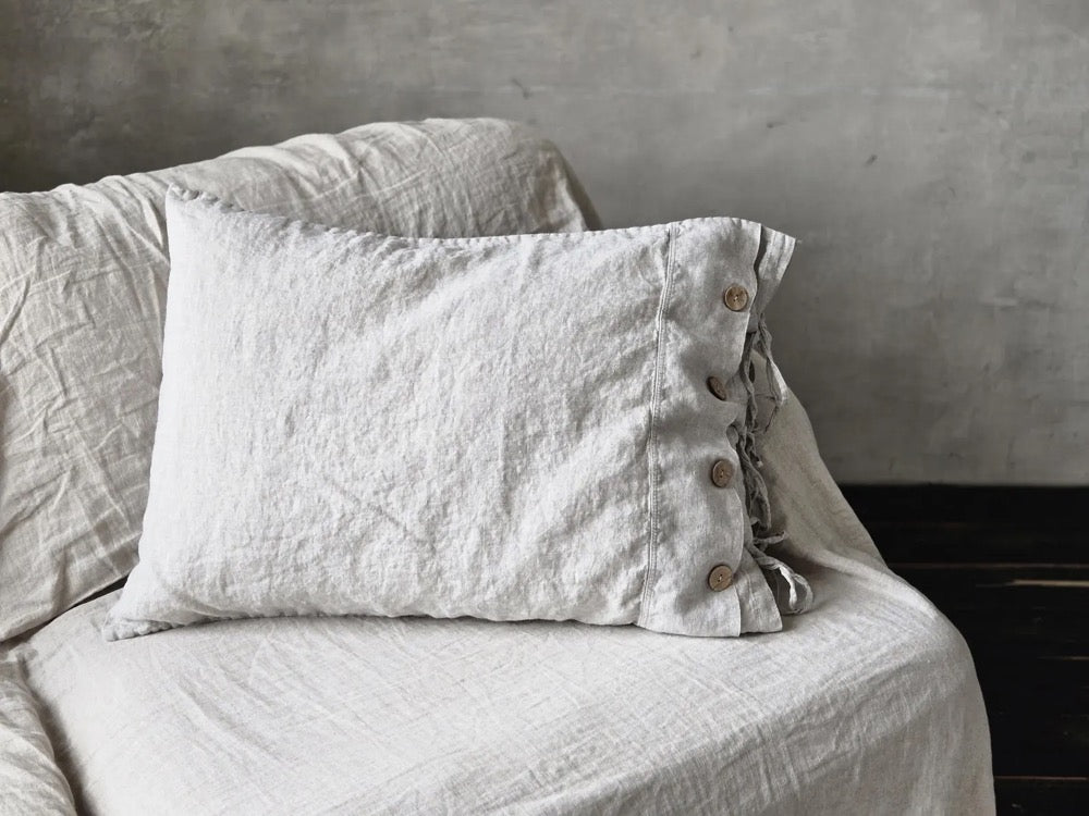 Organic Linen Pillowcase with Ties: Soft Flax Pillow Sham