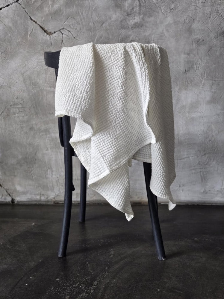 Waffle Linen Towel Set: Soft, Absorbent Linen-Cotton Blend